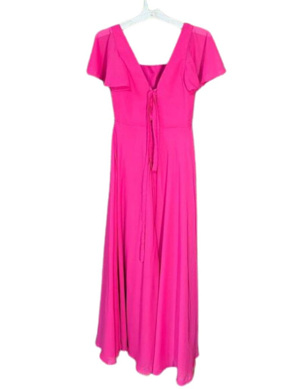 Hot Pink Chiffon Maxi Dress Size 8 NWT Bridesmaid Wedding Guest Side Slit - Picture 3 of 8